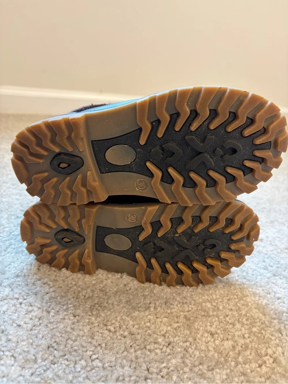 Kids Faux-Fur Collar Brown Outdoor Boots